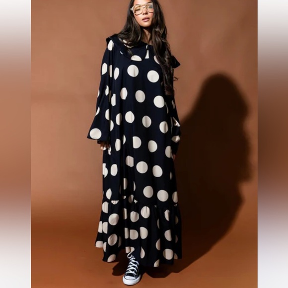 NWT Dressed in Lala Doing What I Damn Well Please Collared Polka Dot Maxi Dress - Picture 2 of 6